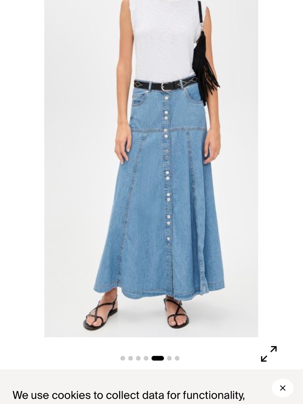 Ba&Sh Laddie skirt- Classic Blue Denim Button-Front Maxi Skirt size 42